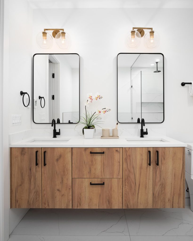 Natural timber vanities