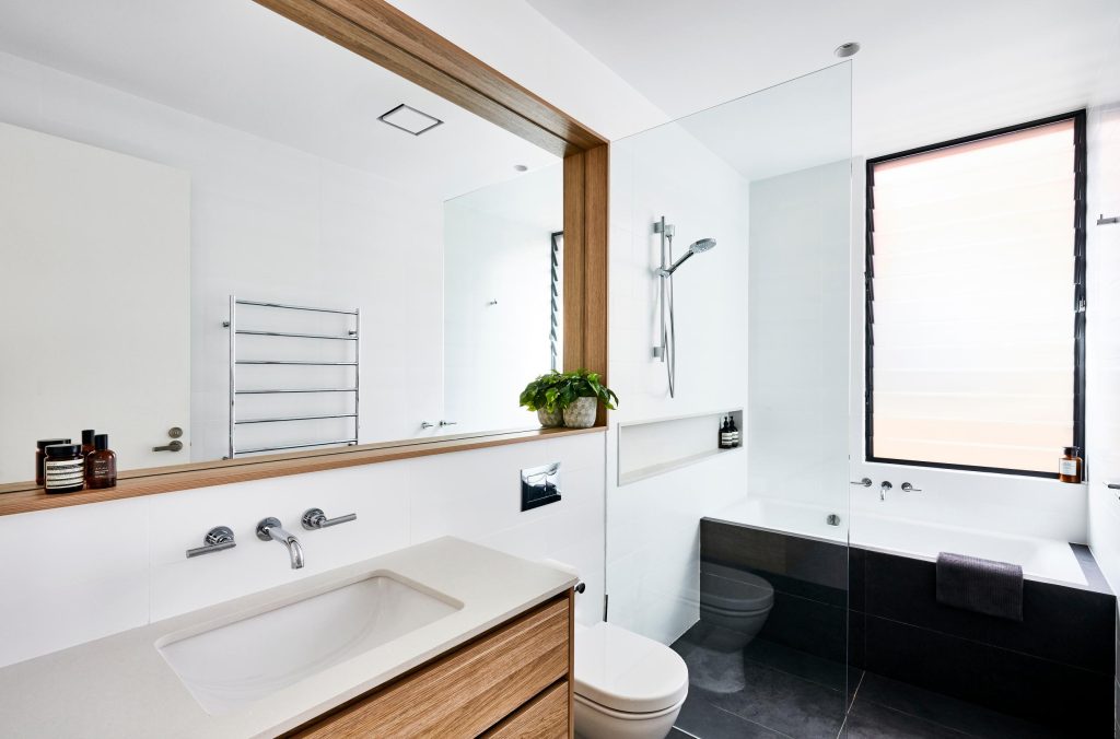 modern timber bathroom vanity